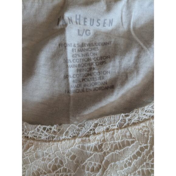Van Heusen Womens White Top- Floral Lace Front L NWT - Picture 5 of 6